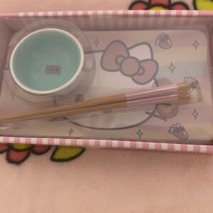 Hello Kitty Ceramic Sushi Plate Set with Pink Accents